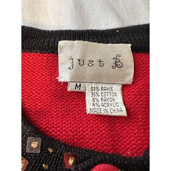 VTG Just B Button Up Cardigan MED Equestrian Horse Western Cowboy Novelty - Picture 3 of 6